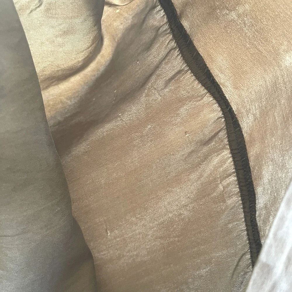 L'erba 100% Silk King Pillow Sham Crinkle Rouched Taupe Luxury Bedding